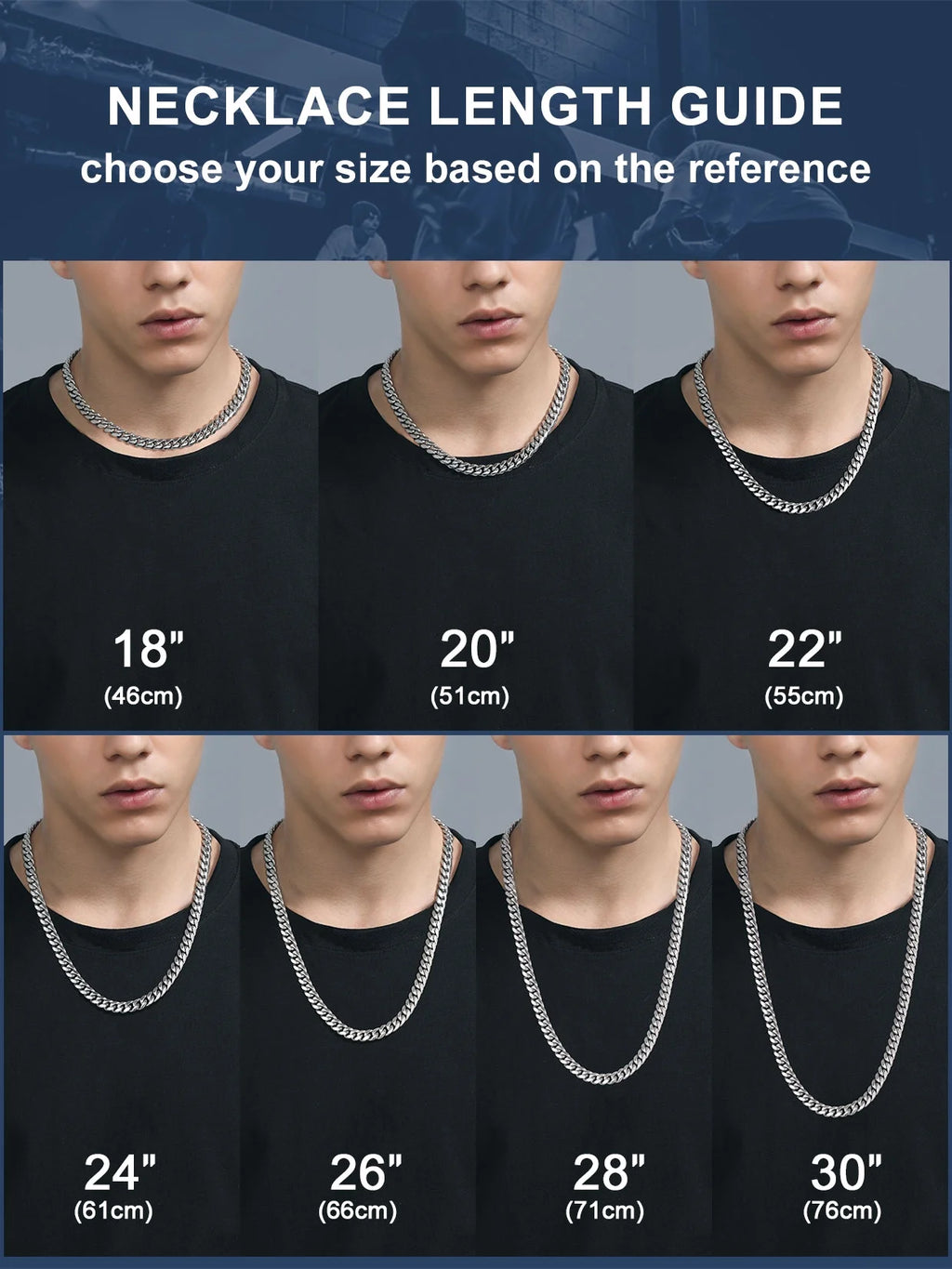 Curb Cuban Link Chain Necklaces for Men Jewelry 28Inch Stainless Steel Colar Silver Color